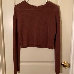 Zara Brown Cropped Long Sleeve Shirt